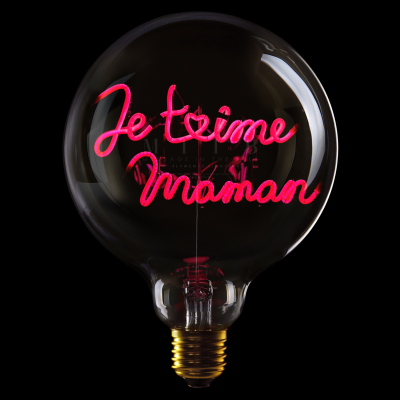 Ampoule à poser "Je t'aime maman" led rouge