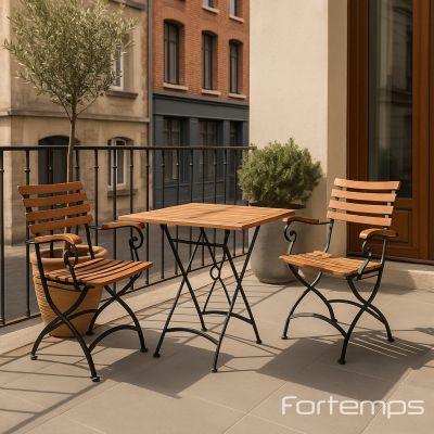 Ensemble de jardin Lindau/Bellini : table carrée 70 x 70 cm + 2 fauteuils