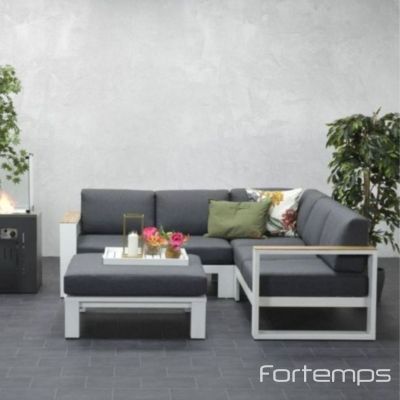 Salon de jardin en angle blanc Cube