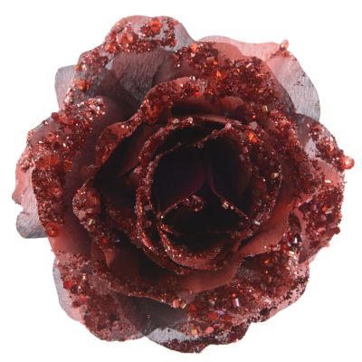 Rose de Noël bordeaux à paillettes