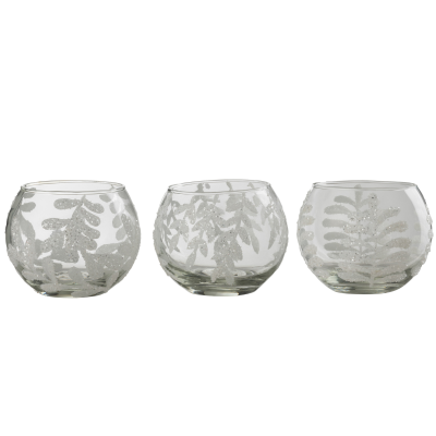 Lot de 3 photophores transparents à motifs