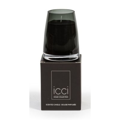 Bougie verre soufflé conique parfumée - noir fumé Bougie - Ø 8 x 10 (25 Paris Couture)