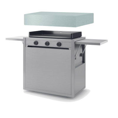 Plancha gaz Modern 75 inox avec chariot et capot 