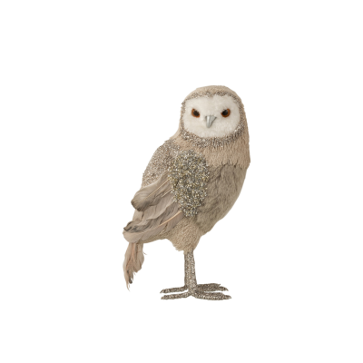 Chouette blanche et argentée à paillettes