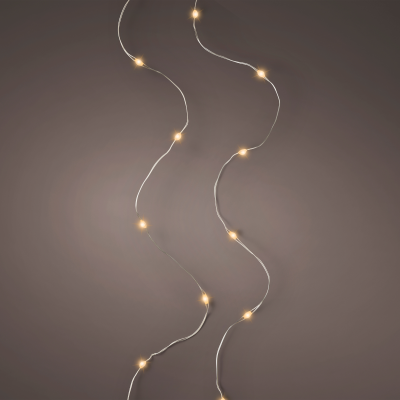 Guirlande lumineuse Micro led fixe intérieur - 295cm-60l - argent/blanc classique