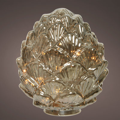 Guirlande lumineuse Micro led pomme de pin fixe bo intérieur - dia17.00-h19.00cm-15l - gris fume/blanc classique