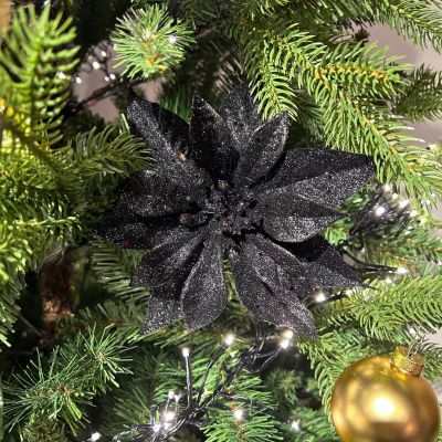 Poinsettia à paillettes noir