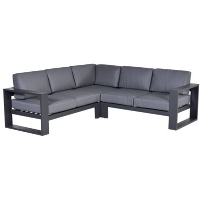 SALON DE JARDIN EN ANGLE ANTHRACITE CUBE + TABLE DINING (HAUTE)