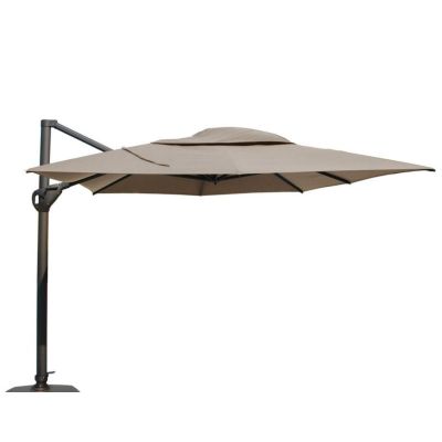 Parasol déporté Hacienda 3x4m - Toile taupe et Mât anthracite (pied non inclus)