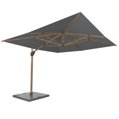 Parasol déporté Hacienda 3x4 m - Toile Charcoal et Mat Woodlook + Pied 180 kg