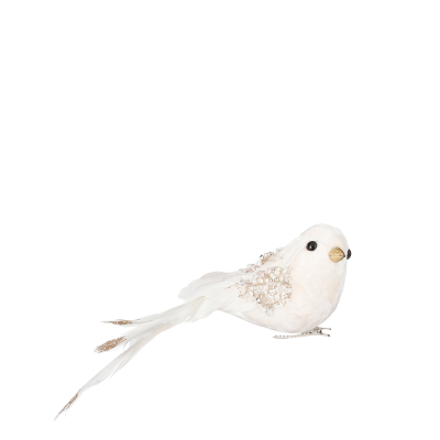 Oiseau de Noël blanc cassé avec clip 