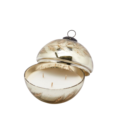 Bougie boule de Noël en verre doré d13cm