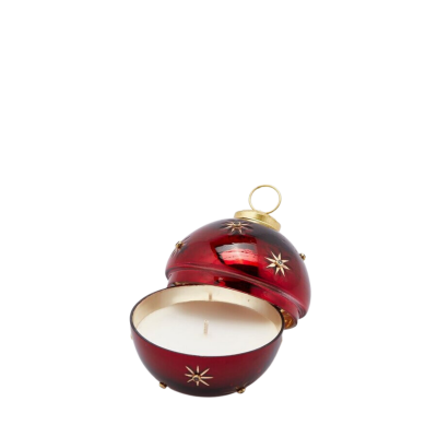 Bougie boule de Noël en verre rouge D9cm