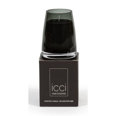 Bougie verre soufflé conique parfumée - noir fumé Bougie - Ø 8 x 10 (25 Paris Couture)