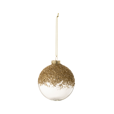 Boule de Noël transparente avec paillettes dorées S