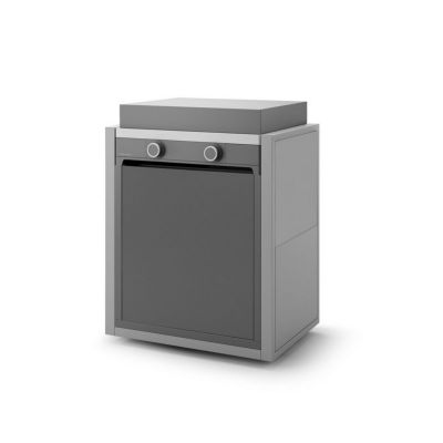 Plancha gaz Modern 60 acier noir/gris avec chariot et capot