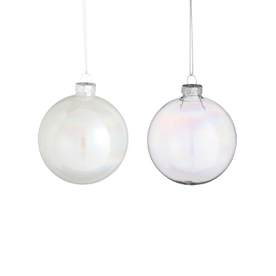 Boules de Noël blanc brillant et transparent