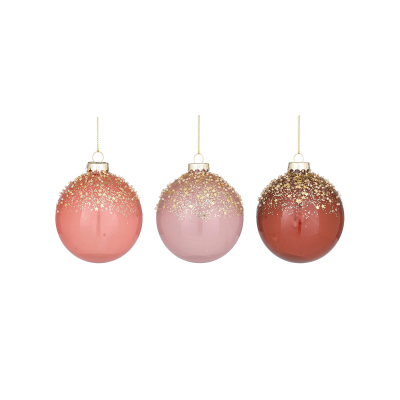 Boule de Noël rose avec étoiles dorées