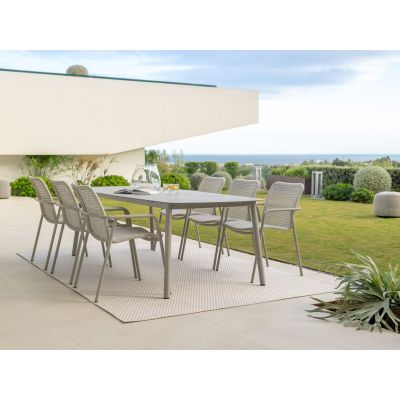 Ensemble de jardin Sand : Table Durham 220x100cm + 6 fauteuils Durham