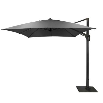 Parasol déporté Elios 3x4m Toile Chiné Black / Mât anthracite + pied de 120 kg