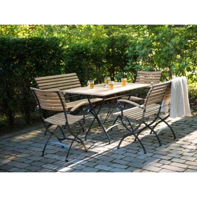 Ensemble de jardin Darwin/Bellini: table en teck 120 x 70 cm + 2 Fauteuils  + 1 banc
