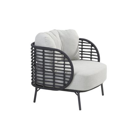 Fauteuil Living Fabrice anthracite avec coussins inclus