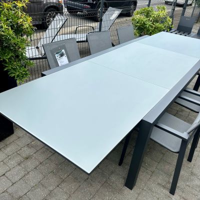 Table en verre allongeable Livorno 220/330 x 106 cm anthracite