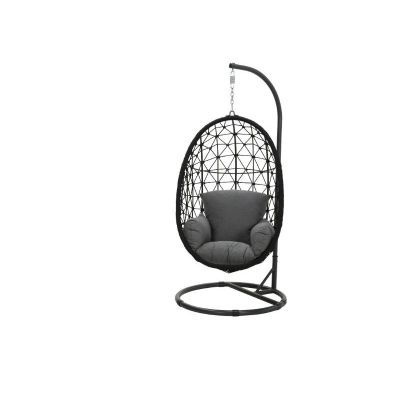 Fauteuil suspendu œuf Panama Rope Noir/Gris Clair