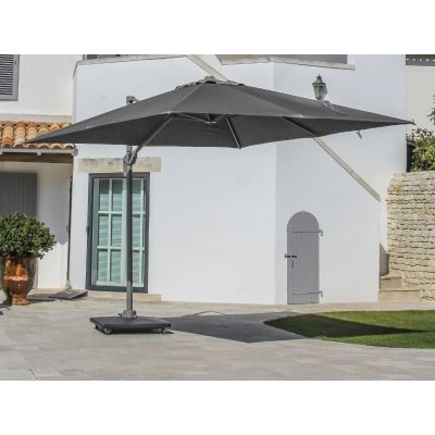 Parasol déporté 3x3m NH | Gris + pied 90 kg sur roues