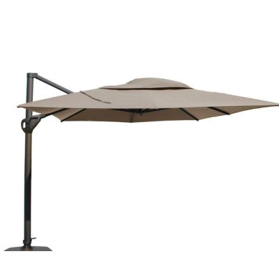 Parasol déporté Hacienda 3x4m - Toile Taupe et mât anthracite + pied de 180 kg