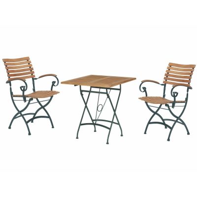 Ensemble de jardin Lindau/Bellini : table carrée 70 x 70 cm + 2 fauteuils