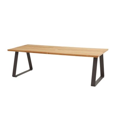 TABLE BASSO 240 CM X 100 CM TOP NATURAL TEAK + ARMATURE ALU ANTHRACITE &