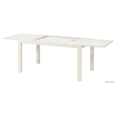 Table de jardin Livorno extensible blanc plateau verre 220/330 x 106 cm