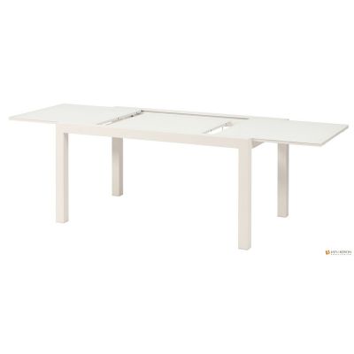 Table de jardin Livorno extensible blanc plateau verre 220/330 x 106 cm