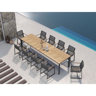 Table extensible en teck Optimum 20/280x95cm structure anthracite