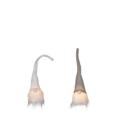 Gnome Noël blanc gris à LED 