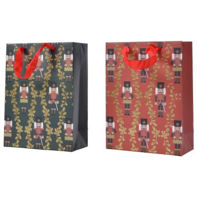 Sac cadeau papier rectangle or paillettes casse-noix 2col ass - l12.00-w30.00-h42.00cm - assorti (pieces)