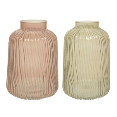 Vase verre brillant a/spray couleur 2col ass - dia15.00-H20.00cm - assorti (Pieces)
