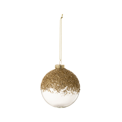 Boule de Noël transparente avec paillettes dorées S