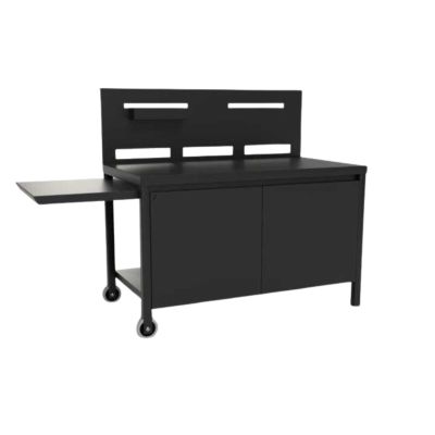 Table roulante avec rangement fermée en acier noir