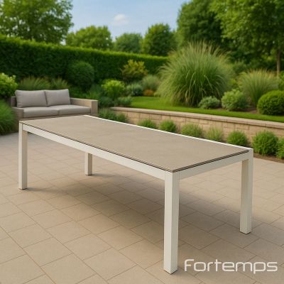Table extensible Livorno blanche 220/330x106cm céramique "Palladium Grey"