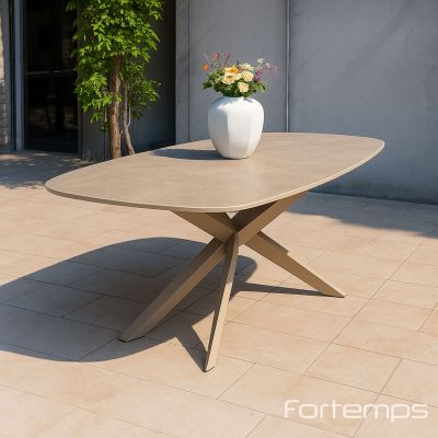 Table Prado Barrel latte 240x105cm - plateau en céramique