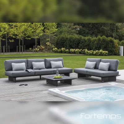 Salon de jardin anthracite Arbon (2 places + 3 places)