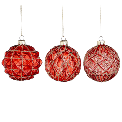 Boule de Noël rouge à paillettes dorées