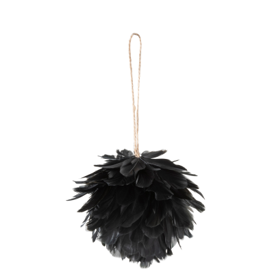 Boule de Noël à plumes noir 
