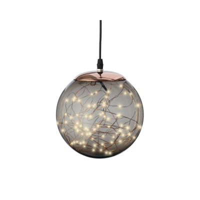 Micro led boule plastique fixe - dia20.00-h20.00cm-80l - gris fume/blanc classique 