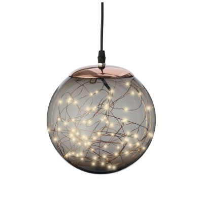 Micro led boule plastique fixe - dia30.00-h30.00cm-140l - gris fume/blanc classique 