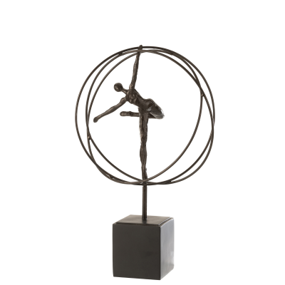 Statue Gymnaste cercles marron foncé 