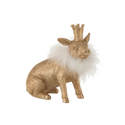 Cochon couronne resine or L