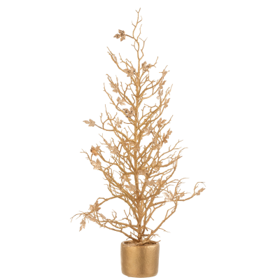 Arbre nu en pot pailleté or L 